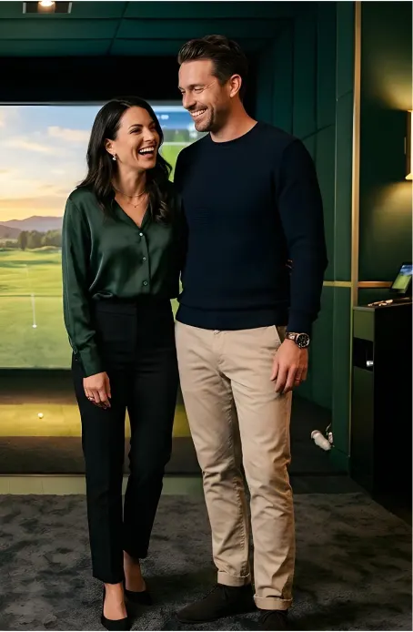 Couple enjoying an elevated date night golf experience at Stonehaven